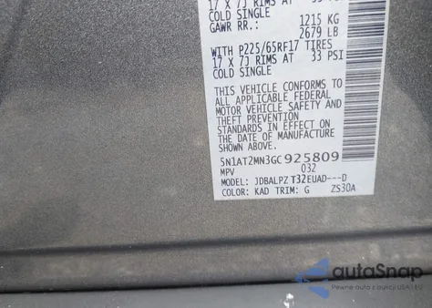 2016 Nissan Rogue S из США, поврежденный, VIN 5N1AT2MN3GC925809